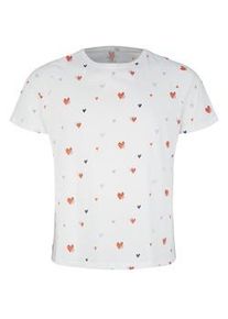 Tom Tailor Damen Plus - T-Shirt mit Allover-Print, weiß, Muster, Gr. 46