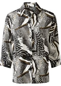Damen Bluse in ecru-schwarz-bedruckt ,Größe 48, WITT Weiden, 100% Polyester