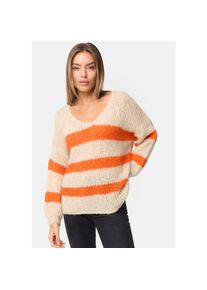 PM SELECTED Damen Warmer Strickpullover Pullover mit Candy Stripes in Einheitsgröße PM67