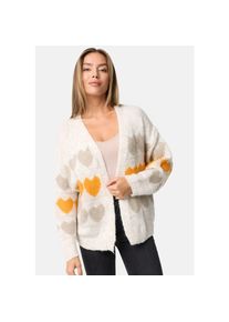PM SELECTED Damen Warme Strickjacke Cardigan mit Herzmuster in Einheitsgröße PM66