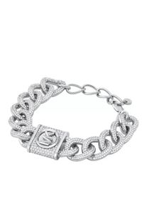 Michael Kors Armband - Platinum-Plated Brass Pavé Lock Statement Chain - in silber - Armband für Damen