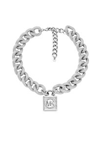 Michael Kors Halskette - Platinum-Plated Brass Pavé Lock Statement Necklace - in silber - Halskette für Damen