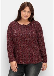 Große Größen Tunika mit Alloverprint und Knopfleiste Gr. 46 schwarz von sheego für Damen