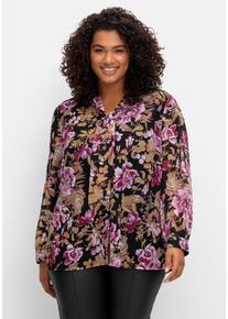 sheego by Joe Browns Große Größen Schluppenbluse in A-Linie, mit Blumendruck Gr. 46 schwarz geblümt von sheego für Damen