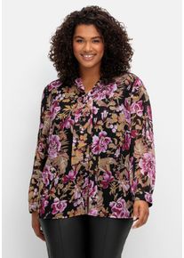 sheego by Joe Browns Große Größen Schluppenbluse in A-Linie, mit Blumendruck Gr. 46 schwarz geblümt von sheego für Damen