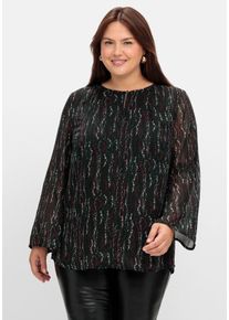 Große Größen Gefütterte Chiffontunika mit Alloverprint Gr. 52 schwarz bedruckt von sheego für Damen
