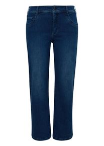 TRIANGLE Große Größen Weite Five-Pocket-Jeans mit Used-Effekten Gr. 54 blau für Damen