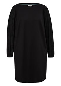 TRIANGLE Große Größen Feinstrickkleid mit Rundhals und plissierten Ärmeln Gr. 48 schwarz für Damen