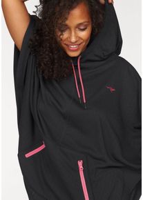 Kangaroos Große Größen Fleeceponcho Gr. M schwarz für Damen