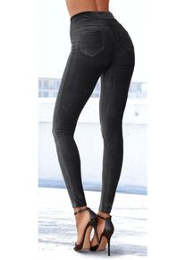 Lascana Leggings schwarz Gr. 36/38 für Damen. Mit Metalllabel. Figurbetont