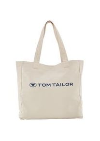 Tom Tailor Damen Marcy Shopper, beige, Logo Print, Gr. ONESIZE
