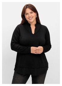 sheego 2-in-1-Pullover Große Größen mit V-Ausschnitt und Effektgarn, schwarz