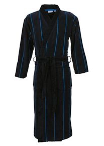 Carl Ross Herrenbademantel 530100, Langform, Velours, Kimono-Kragen, Gürtel, Langform, blau