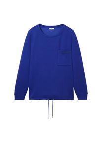Tom Tailor Große Größen Sweatshirt mit Brusttasche und Kordelzug am Saum Gr. 44 blau für Damen