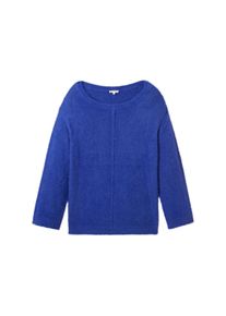 Tom Tailor Große Größen Pullover mit Rundhalsausschnitt und Teilungsnaht Gr. 44 blau für Damen