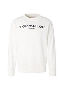 Tom Tailor Herren Sweatshirt mit Logoprint, weiß, Logo Print, Gr. XL