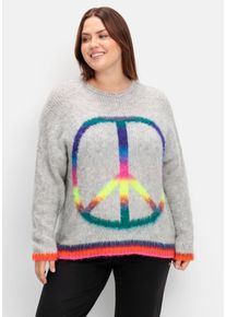 sheego loves miss goodlife Große Größen Kuschelig weicher Wollpullover mit Frontmuster Gr. 44 grau von sheego für Damen