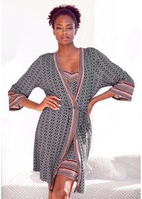 Vivance Dreams Kimono, Kurzform, Single-Jersey, Kimono-Kragen, Gürtel, in schönem Ethno-Design, braun