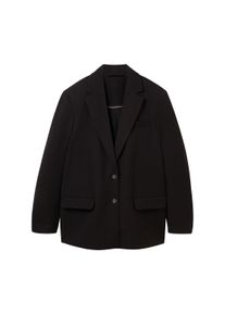 Tom Tailor Damen Oversized Blazer mit recyceltem Polyester, schwarz, Uni, Gr. 36