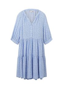 Tom Tailor Denim Damen Kleid mit Volants, blau, Blumenmuster, Gr. XL