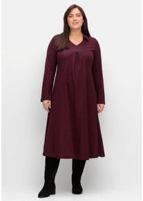 Große Größen Shirtkleid in A-Linie, mit Kragen und Kellerfalte Gr. 54 rot von sheego für Damen