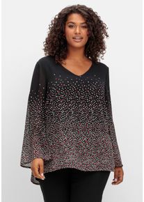 Große Größen Gefütterte Chiffontunika mit Alloverprint Gr. 42 schwarz von sheego für Damen