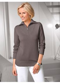 Casual Looks Damen Troyer "Pullover", grau, Gr. 40, meliert, unifarben, 50% Baumwolle, 50% Polyacryl, Pullover