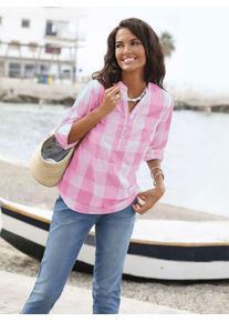 Casual Looks Damen Schlupfbluse, pink, Gr. 36, gemustert, kariert, mehrfarbig, 100% Baumwolle, Blusen
