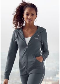 H.I.S EM LBG Große Größen Kapuzensweatjacke Gr. 44/46 blau für Damen