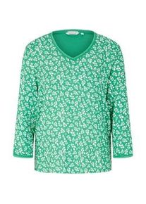 Tom Tailor Damen Langarmshirt mit Allover-Print, grün, Blumenmuster, Gr. XXL