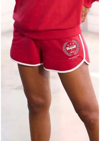 H.I.S. H.I.S Sweatshorts rot Gr. 32/34 für Damen. Mit Kontrastdetails, Stickerei, Piping. Bequem. Nachhaltig.