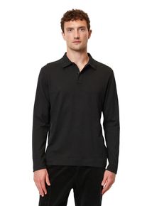 Marc O'Polo Langarm-Poloshirt MARC O'POLO "aus soft gestricktem Heavy Jersey" Gr. L, schwarz Herren Shirts Langarm