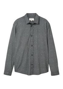 Tom Tailor DENIM Herren Relaxed Fit Hemd mit Muster, schwarz, mehrfarbiges Muster, Gr. XL
