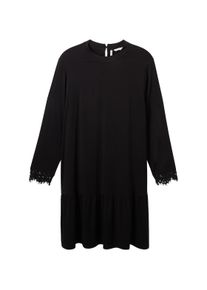Tom Tailor Damen Plus - Kleid mit LENZING(TM) ECOVERO(TM), schwarz, Uni, Gr. 48
