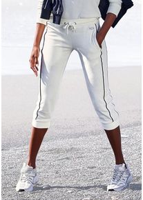 H.I.S. H.I.S Caprihose braun Gr. 32/34 für Damen. Mit Bindeband, Logostickerei, Piping, Logoschriftzug. Bequem. Nachhaltig.