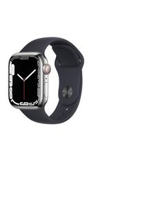 Apple Watch (Series 6) 2020 GPS + Cellular 44 mm - Rostfreier Stahl Silber - Sportarmband Schwarz