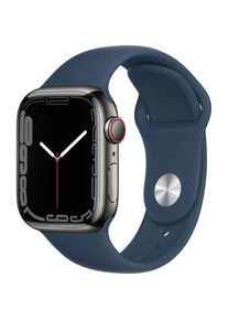Apple Watch (Series 7) 2021 GPS + Cellular 41 mm - Rostfreier Stahl Grau - Sportarmband Blau