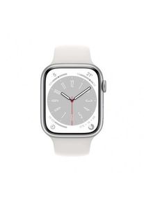 Apple Watch (Series 8) 2022 GPS 45 mm - Aluminium Silber - Sportarmband Weiß