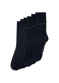 Tom Tailor Herren Sechserpack Basic Socken, blau, Punktemuster, Gr. 43-46
