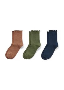 Tchibo 3 Paar Socken mit Rüschenkante - Dunkelblau/Meliert - Gr.: 35-38