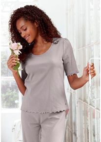 s.Oliver Pyjamaoberteil grau Gr. 32 für Damen. Mit Rundhals. Bequem. Nachhaltig.