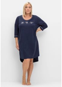 Große Größen Nachthemd mit Frontdruck, in Oversize-Form Gr. 60/62 blau von sheego für Damen