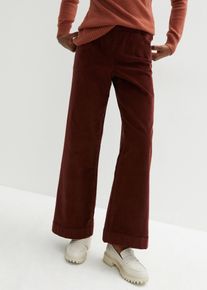 bonprix Weite Stretch-Cordhose High-Waist, braun, Gr.56, Modische Marlene Hose aus Cord mit Bequembund f&uuml;r mehr Bewegungsfreiheit, aus Cord