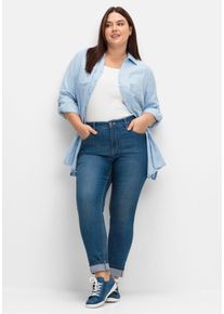 Große Größen Schmale Jeans mit Kontrastnähten Gr. 108 blau von sheego für Damen