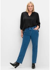 Große Größen Gerade Jeans mit Gummibund und Shaping-Einsatz Gr. 42 blau von sheego für Damen