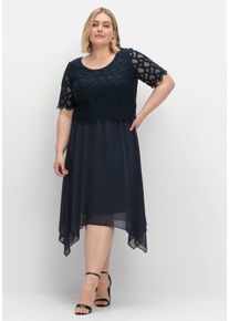 Große Größen Cocktailkleid aus Chiffon, mit Zierbortenstickerei Gr. 40 blau von sheego für Damen
