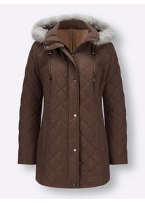 sheego Gro&szlig;e Gr&ouml;&szlig;en Steppjacke mit abnehmbarer Kapuze, schoko, Gr&ouml;&szlig;e 44 - Damen