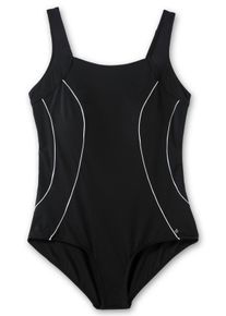 Große Größen Badeanzug mit Kontrastpaspeln und Shaping-Effekt Gr. 40F schwarz von sheego für Damen