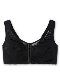 Große Größen Bügelloser BH mit Spitze und Vorderverschluss Gr. 85G schwarz von sheego für Damen