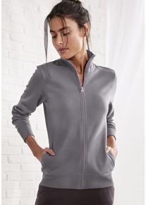 BENCH. LOUNGEWEAR Sweatjacke violett Gr. 32/34 für Damen. Mit Logodruck, Logostickerei. Bequem. Nachhaltig.